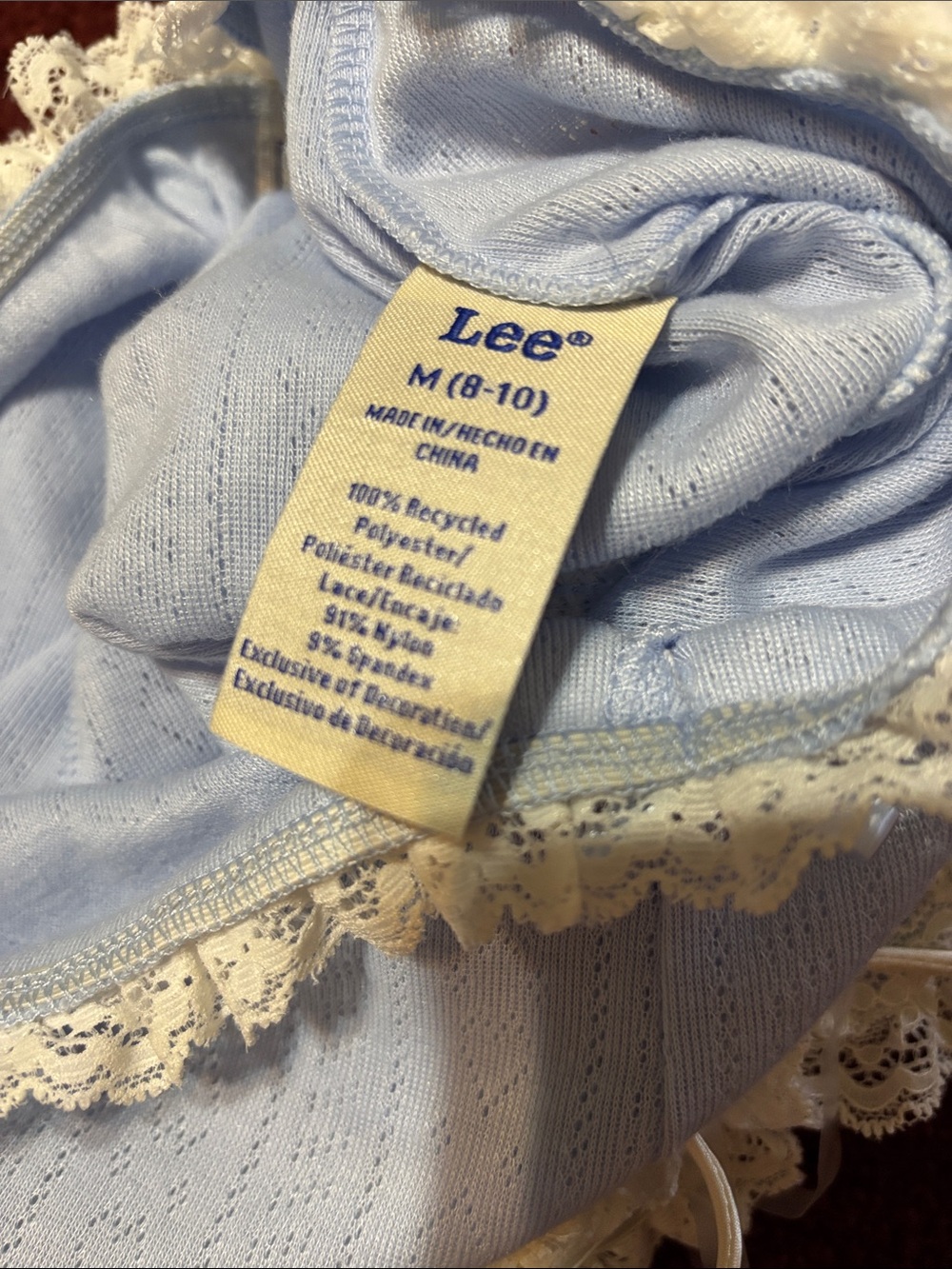 New Kacey Lee Cami Boy Short Coquette Sleepwear Blue Lace Medium Lounge Bow Cute - Picture 17 of 17